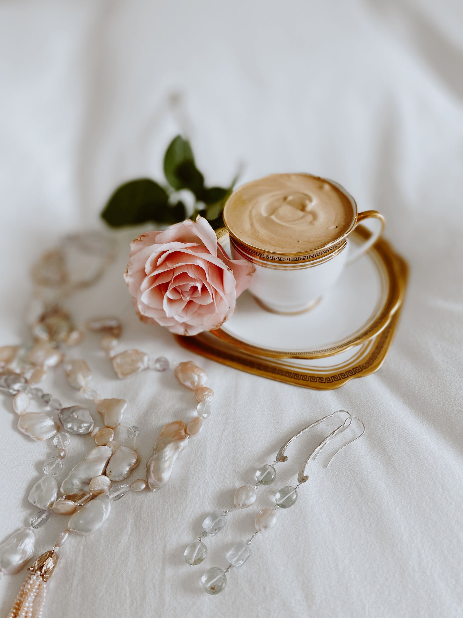 Pearls Among Friends: Pearl, Amethyst, Moonstone, and Gold Rope Necklace