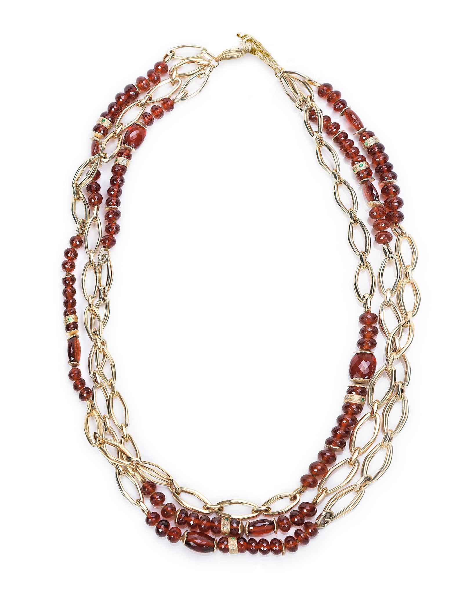 Knock Your Socks Off: Spessartite and Tsavorite Garnet, Diamonds, and Gold Necklace