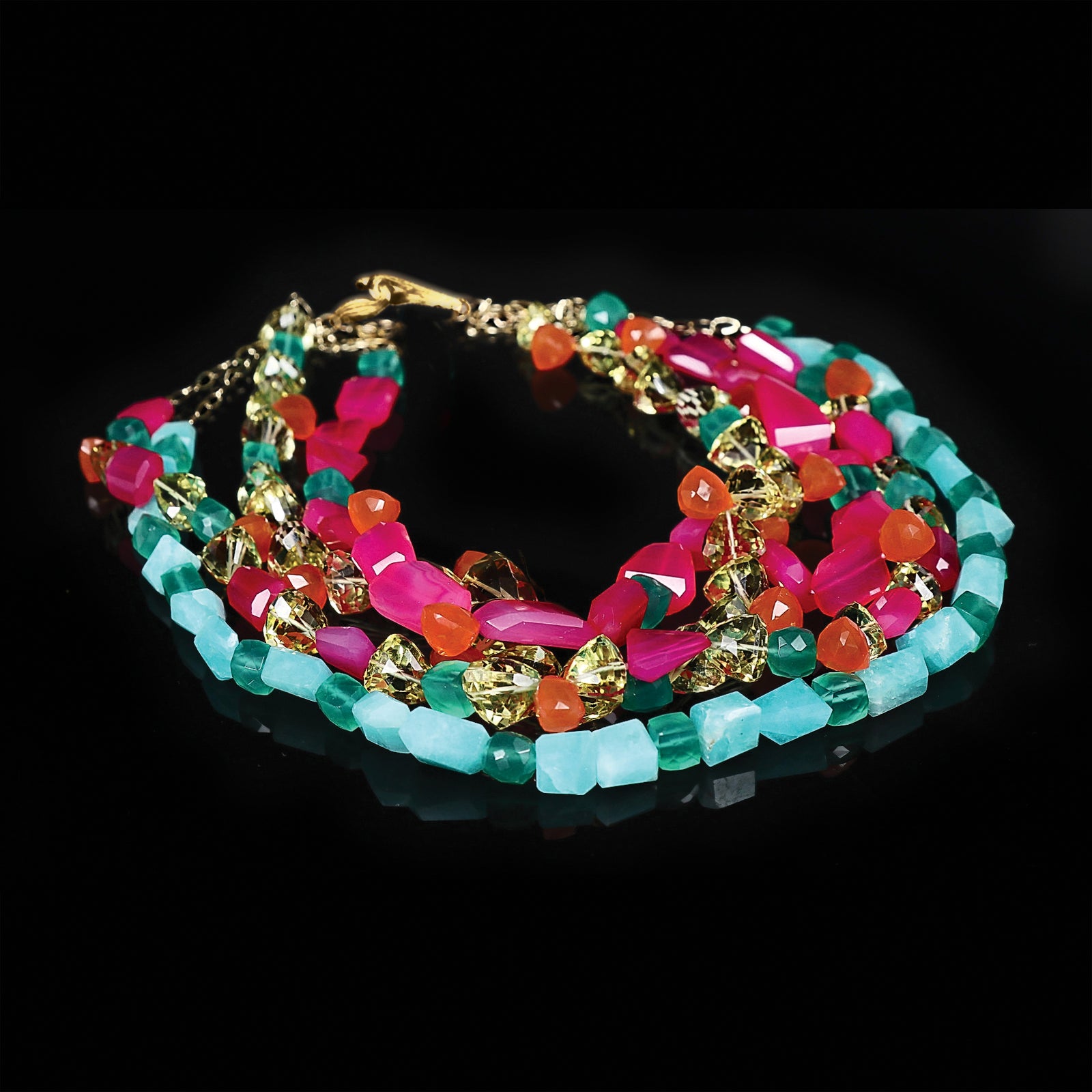 Loving Lilly: Carnelian, Amazonite, Chalcedony, Quartz, and Gold Necklace