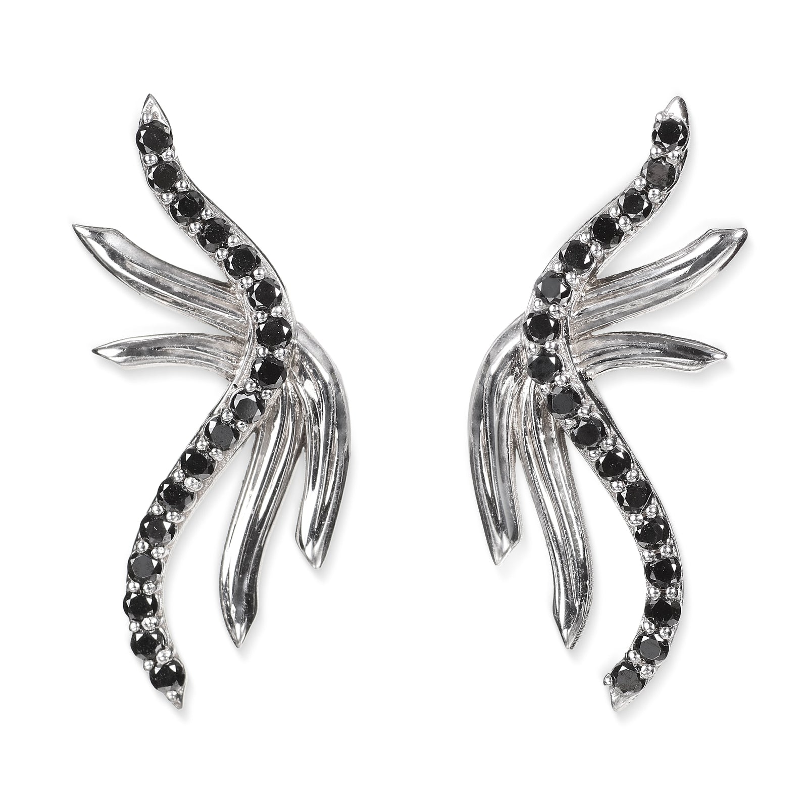Ethereal: White Gold Earrings Embellished With Black Diamonds