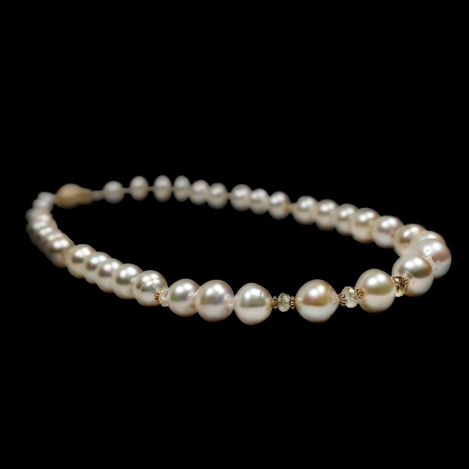 Ice Palaces: South Sea Pearl, Songea Sapphire, and Gold Necklace