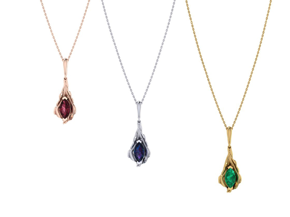 Effervescent Leaves: Gold and Gem Leaf Charms/Pendents