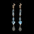 Azure Day: Sky and London Blue Topaz, and Labradorite on a Gold Vanilla Leaf Earring