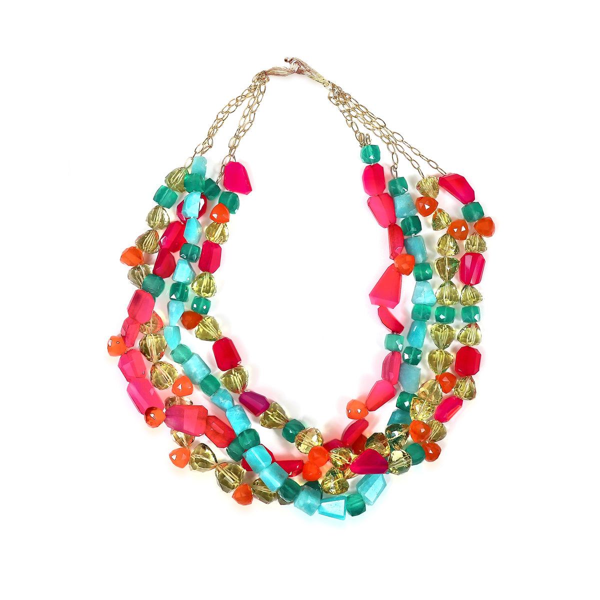 Loving Lilly: Carnelian, Amazonite, Chalcedony, Quartz, and Gold Necklace