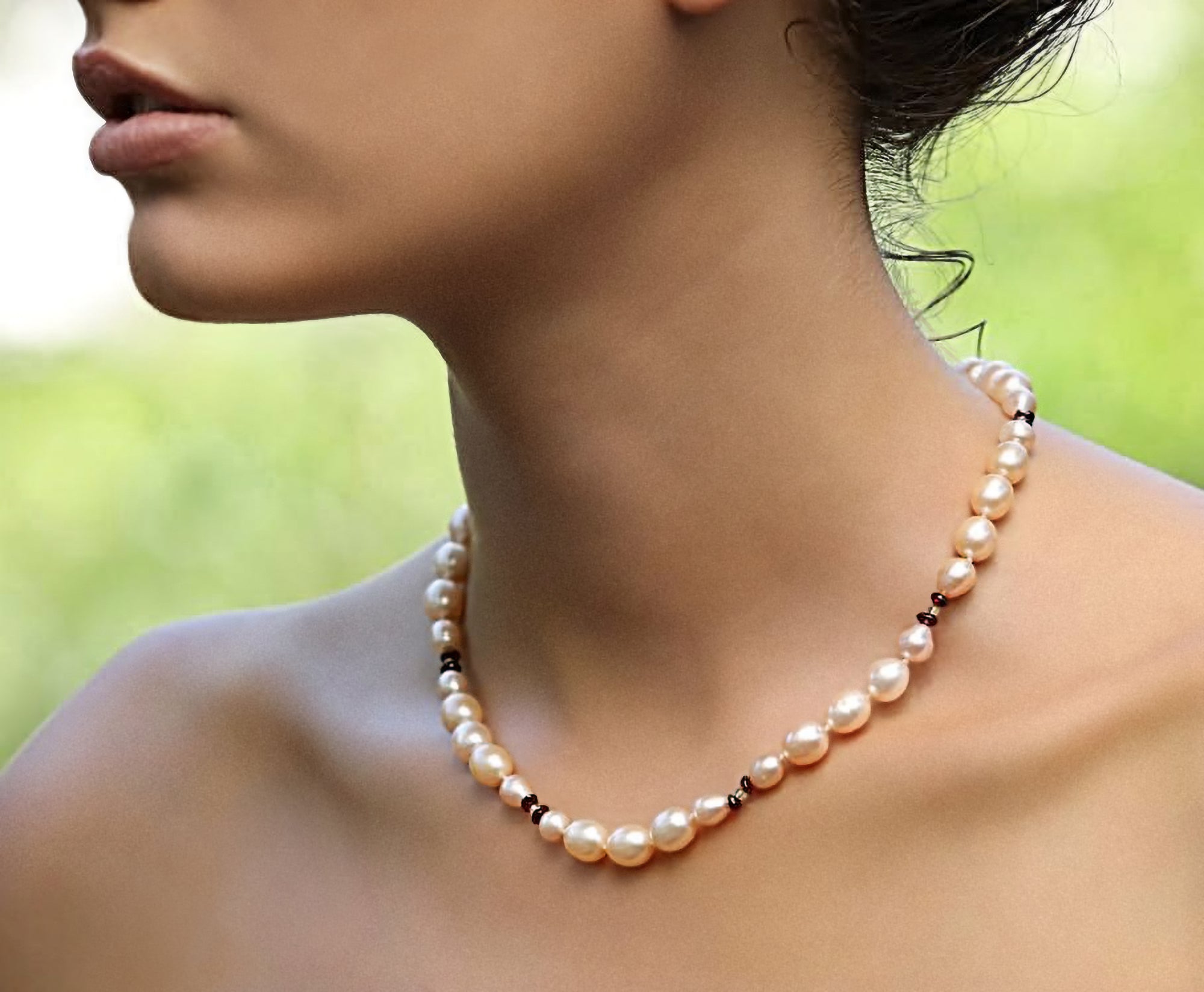 Charming: Freshwater Pearls, Garnet, Peridot, and Gold Necklace