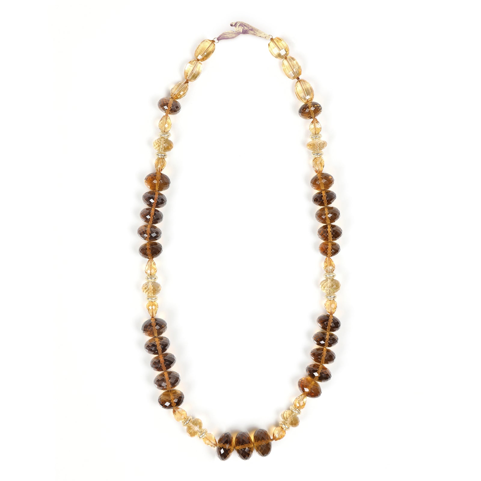 Scotch or Rum: Whiskey Quartz, Citrine, and Gold Necklace