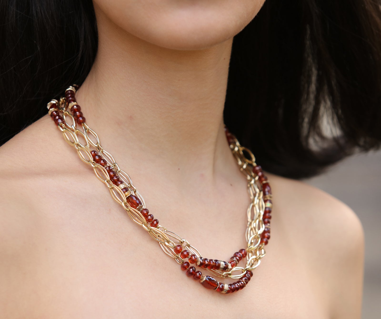 Knock Your Socks Off: Spessartite and Tsavorite Garnet, Diamonds, and Gold Necklace