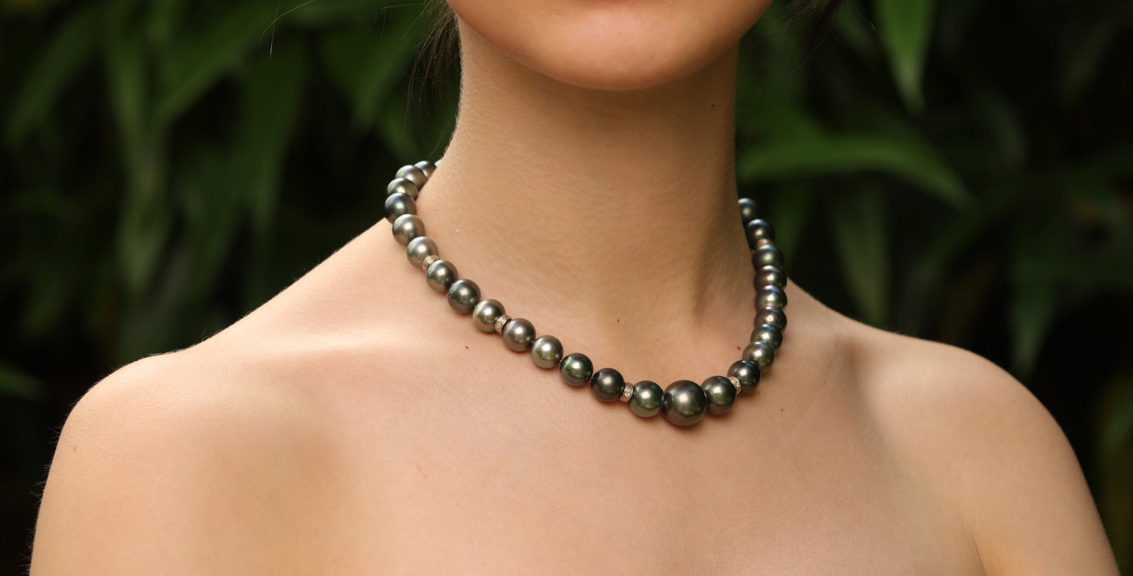 Night of a Thousand Stars: Black Tahitian Pearls, Diamond, and White Gold Necklace