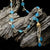 Blue Poppy: Blue Chalcedony, Scapolite, White Topaz, Pearl, and Yellow Gold Necklace