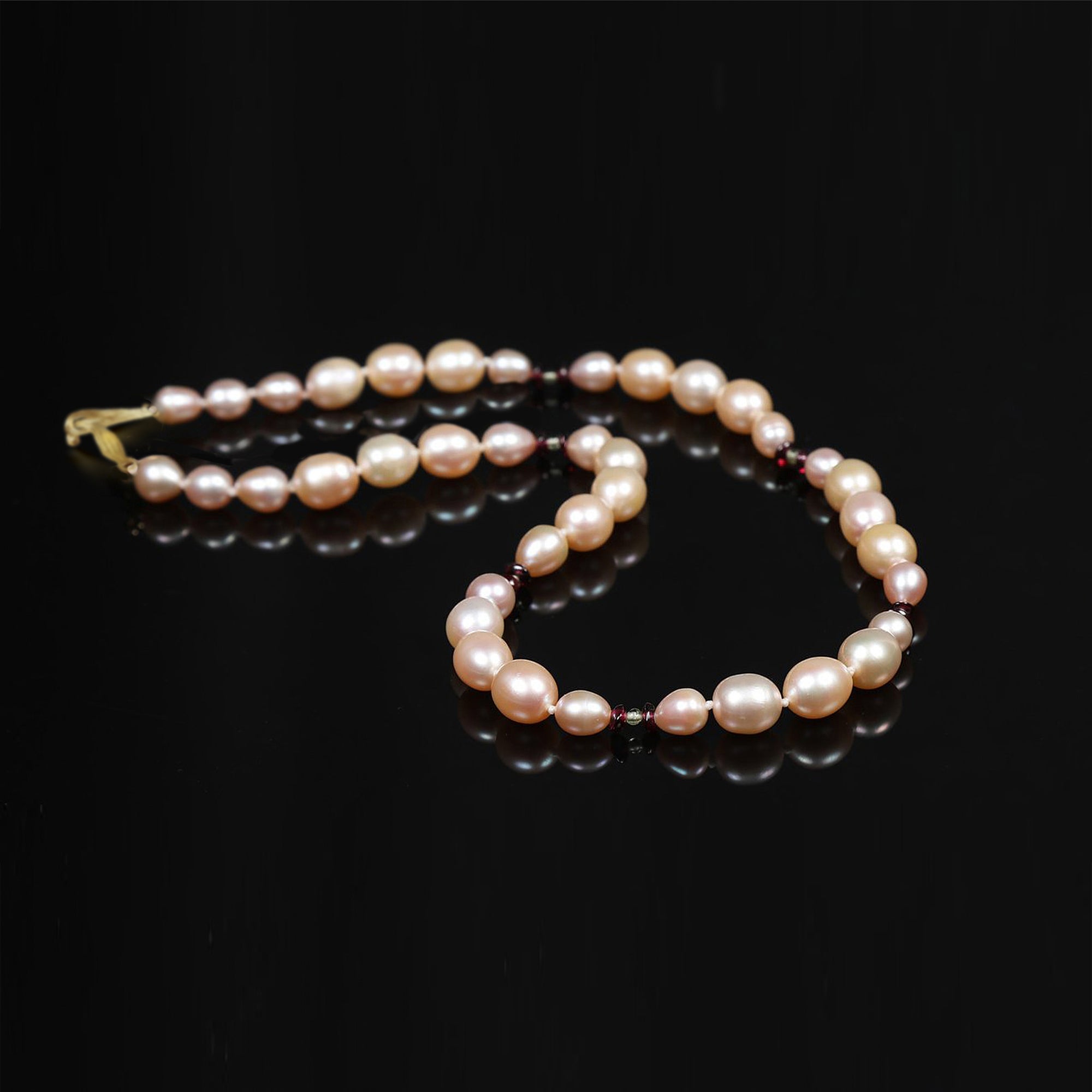 Charming: Freshwater Pearls, Garnet, Peridot, and Gold Necklace