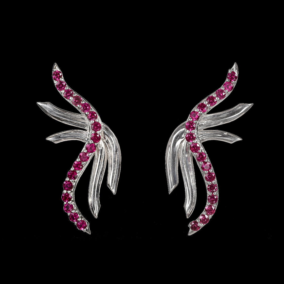 Ethereal: Sterling Silver and Lab Grown Ruby Earring