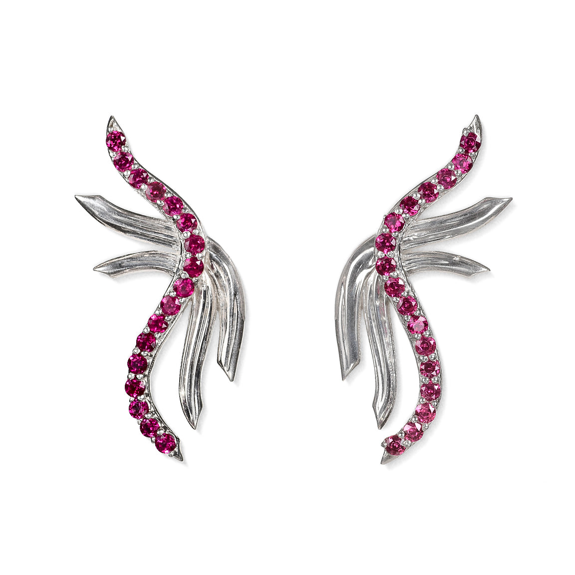 Ethereal: Sterling Silver and Lab Grown Ruby Earring