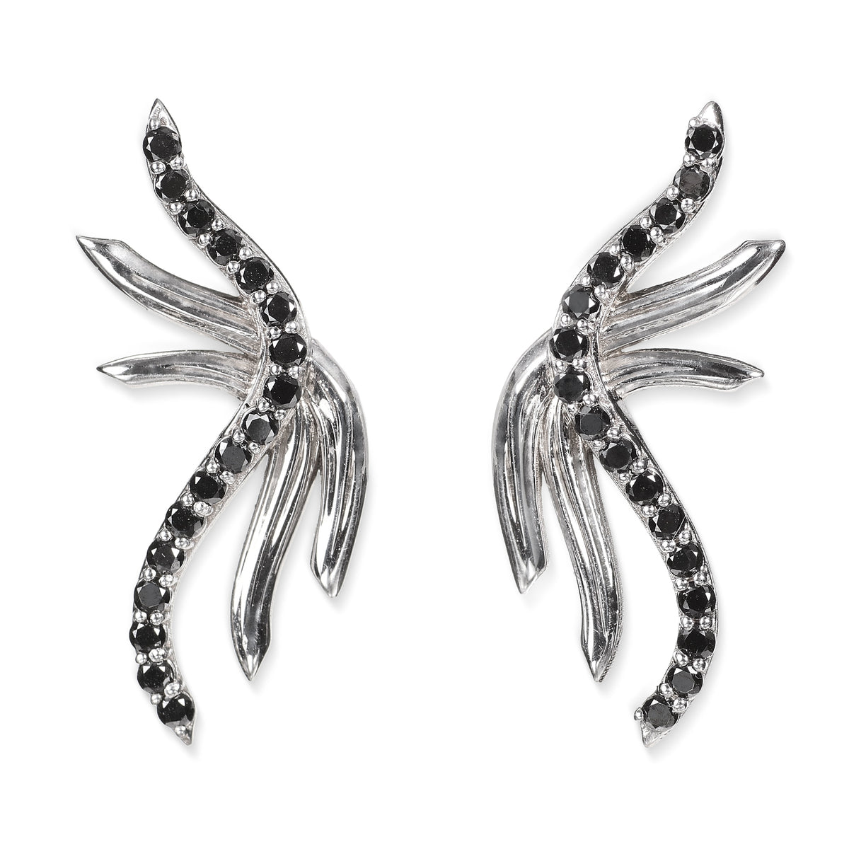 Ethereal: White Gold Earrings Embellished With Black Diamonds