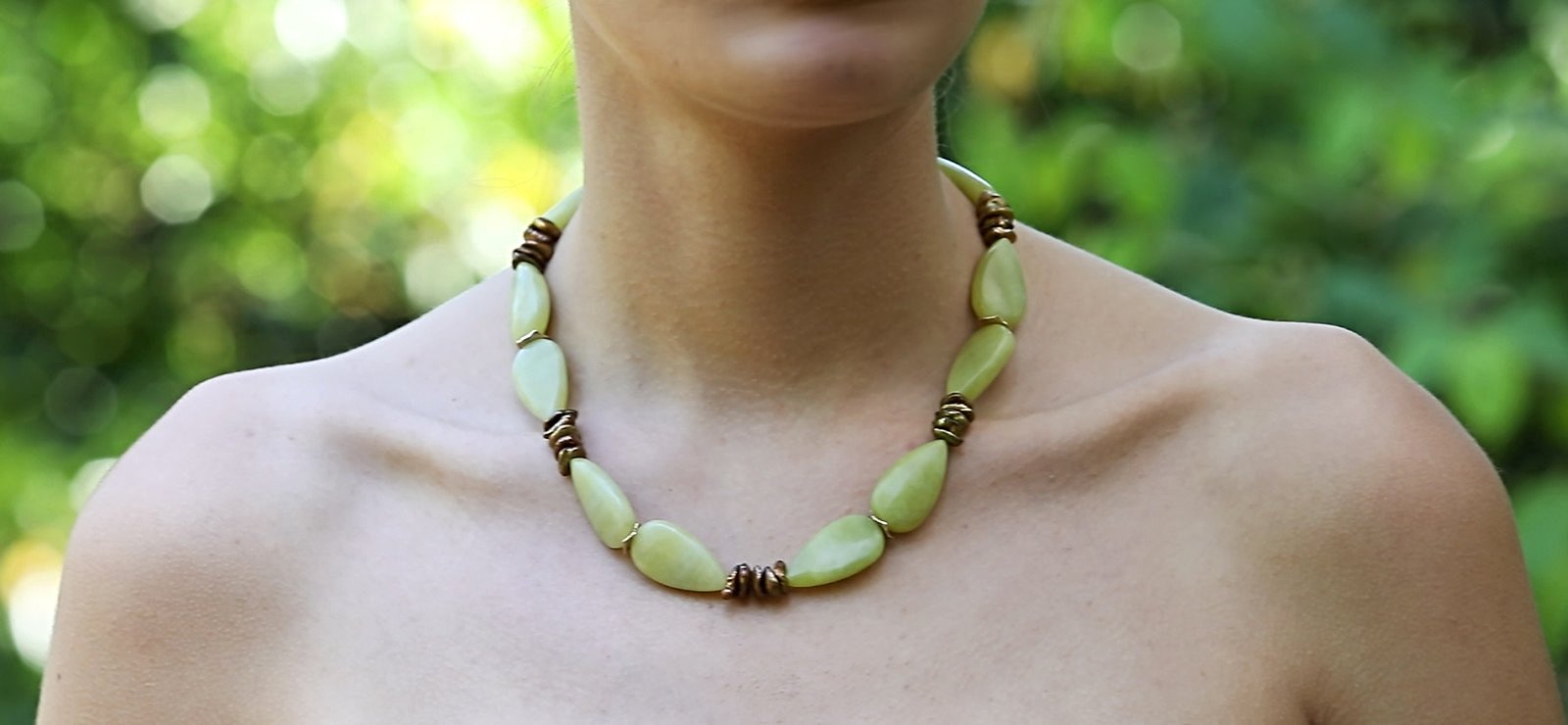Jade and Keshi pearls.  14kt yellow gold: White Orchid Studio wave spacers and logo clasp.  Approximately 18.”