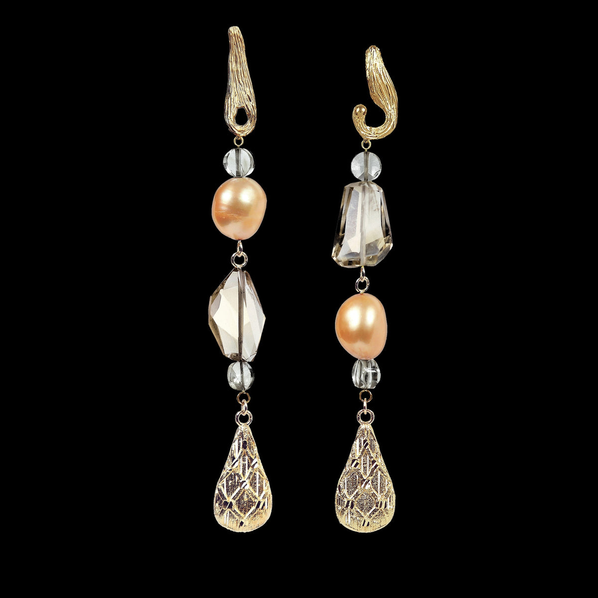 Golden Leaves: Pearl, Citrine, and Gold Earrings