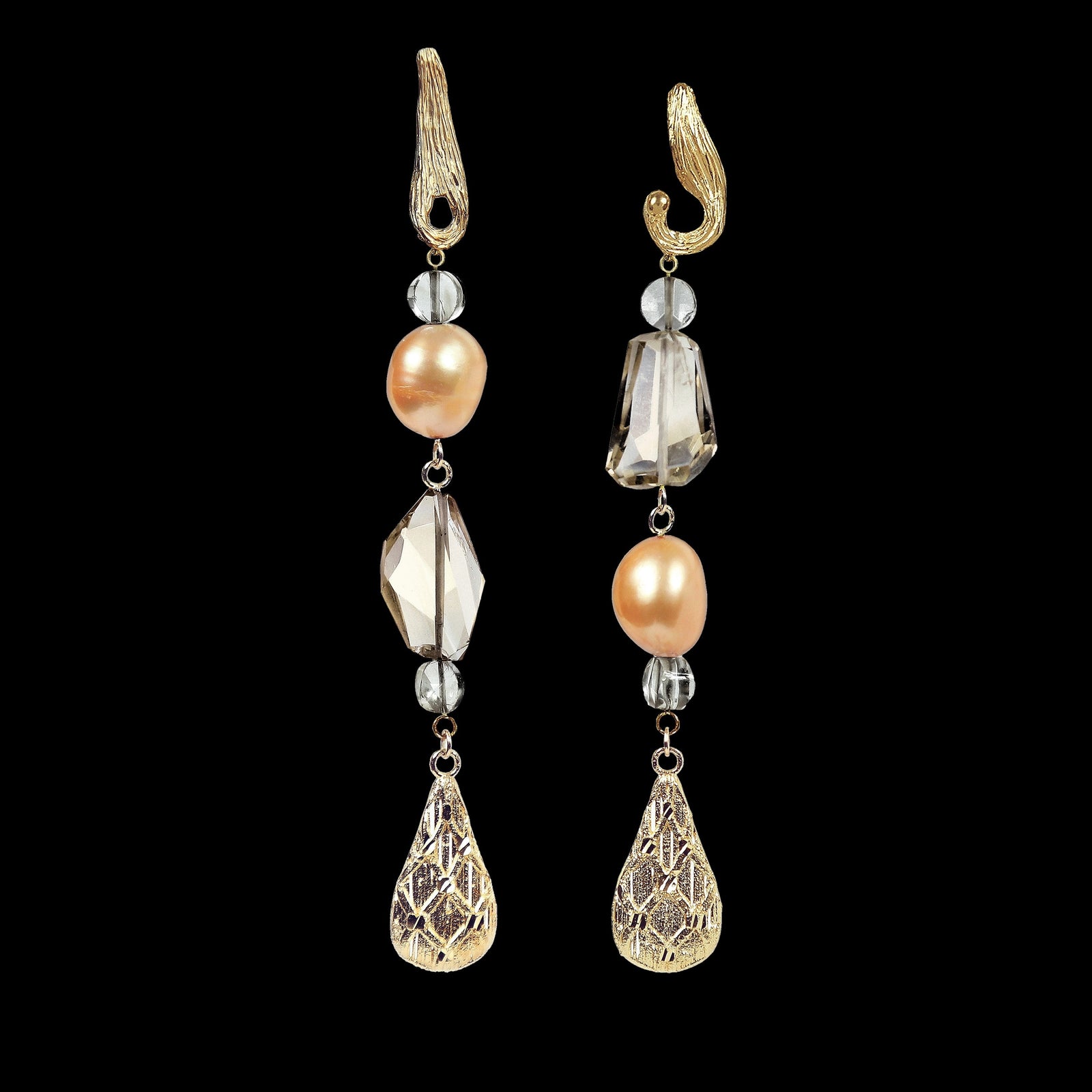 Golden Leaves: Pearl, Citrine, and Gold Earrings