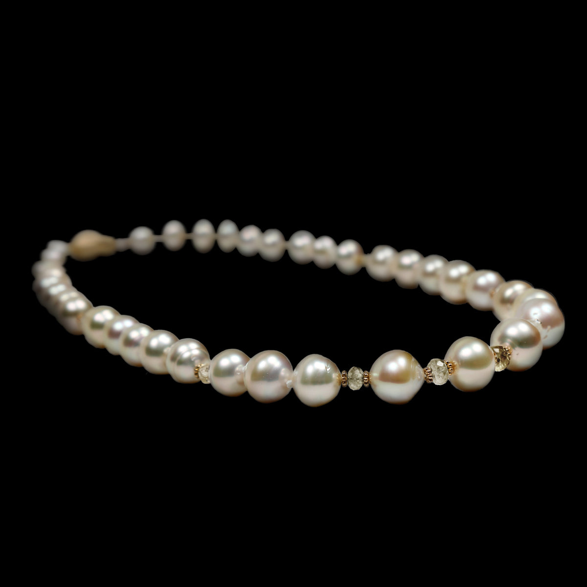 Ice Palaces: South Sea Pearl, Songea Sapphire, and Gold Necklace