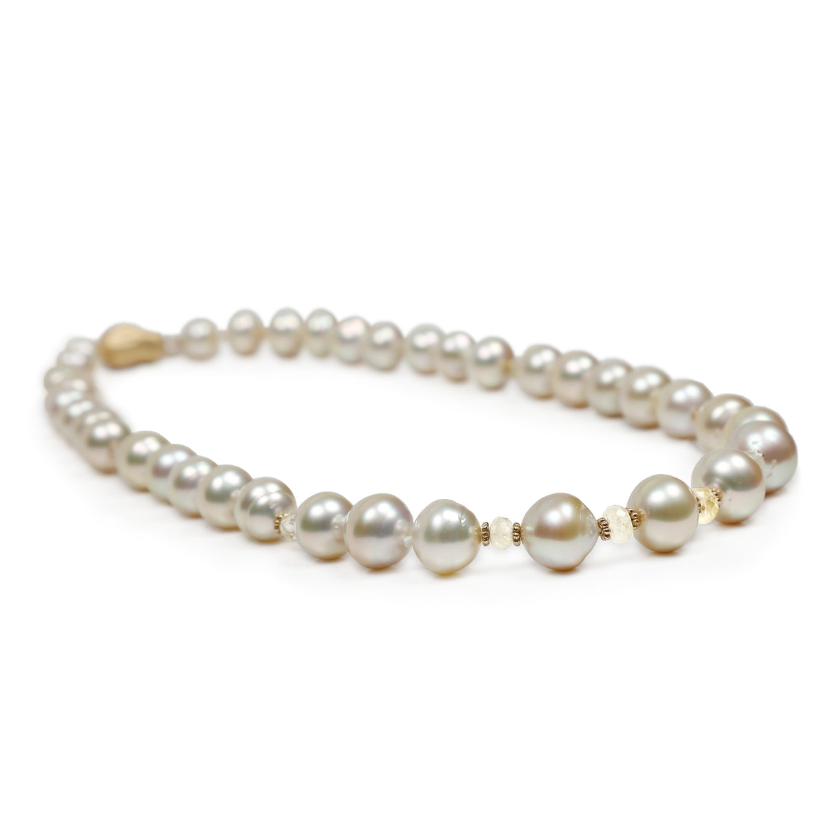 Ice Palaces: South Sea Pearl, Songea Sapphire, and Gold Necklace