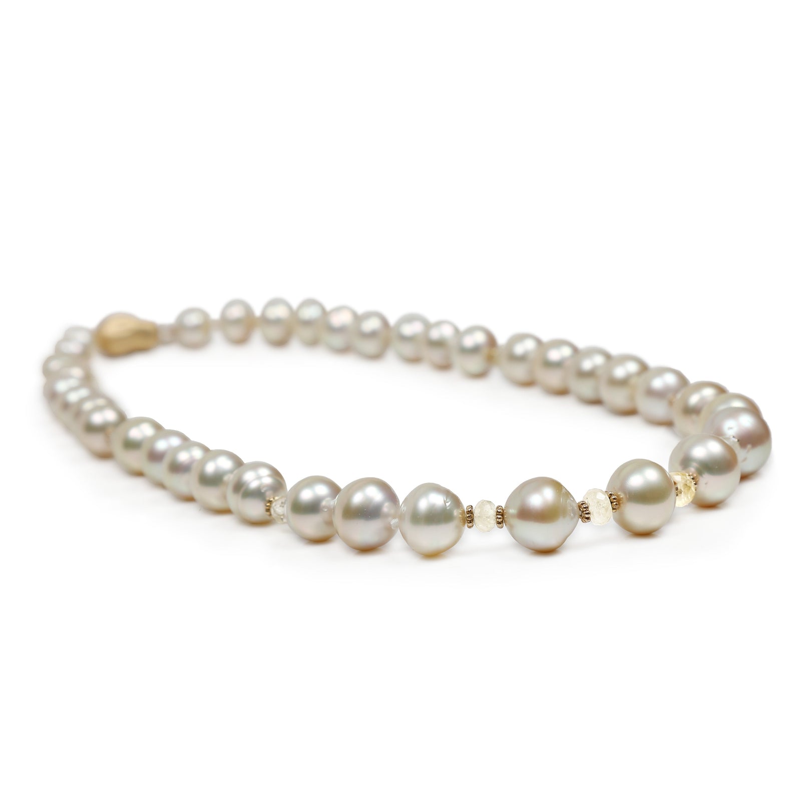 Ice Palaces: South Sea Pearl, Songea Sapphire, and Gold Necklace