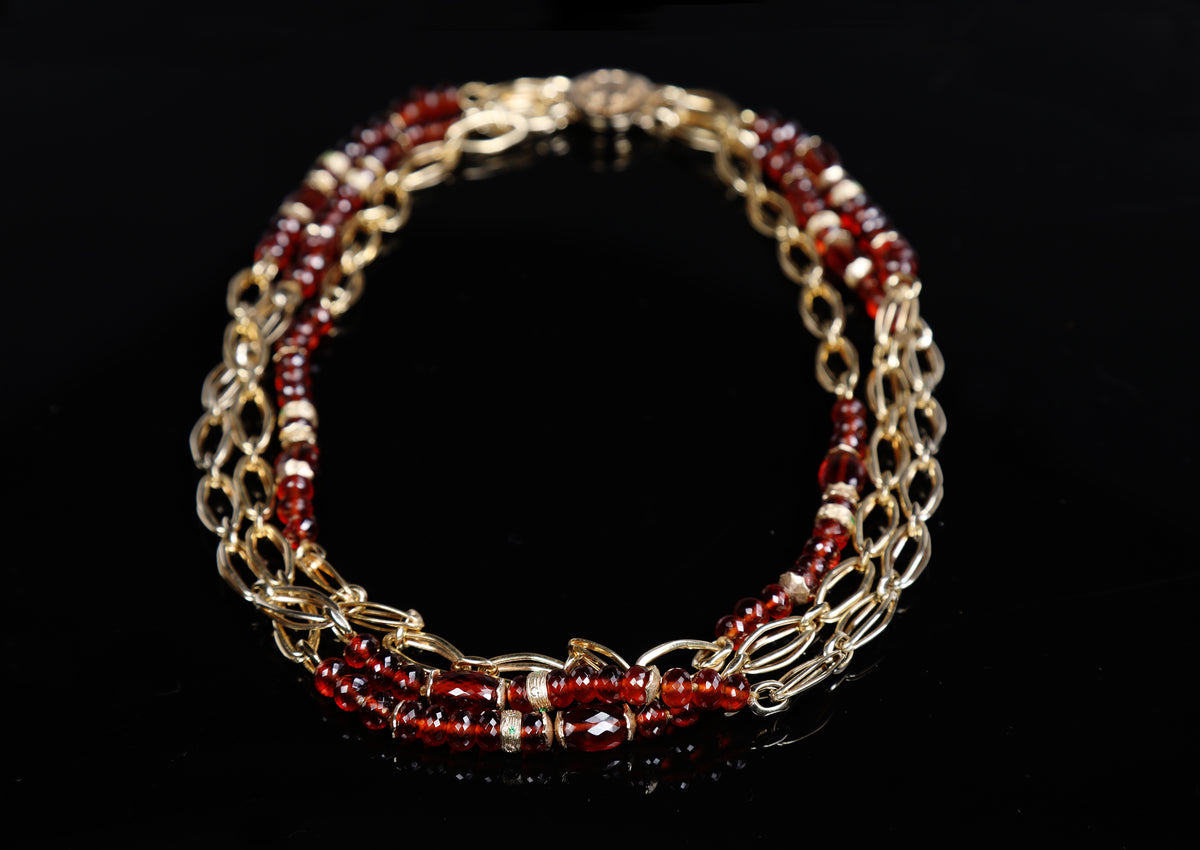 Knock Your Socks Off: Spessartite and Tsavorite Garnet, Diamonds, and Gold Necklace