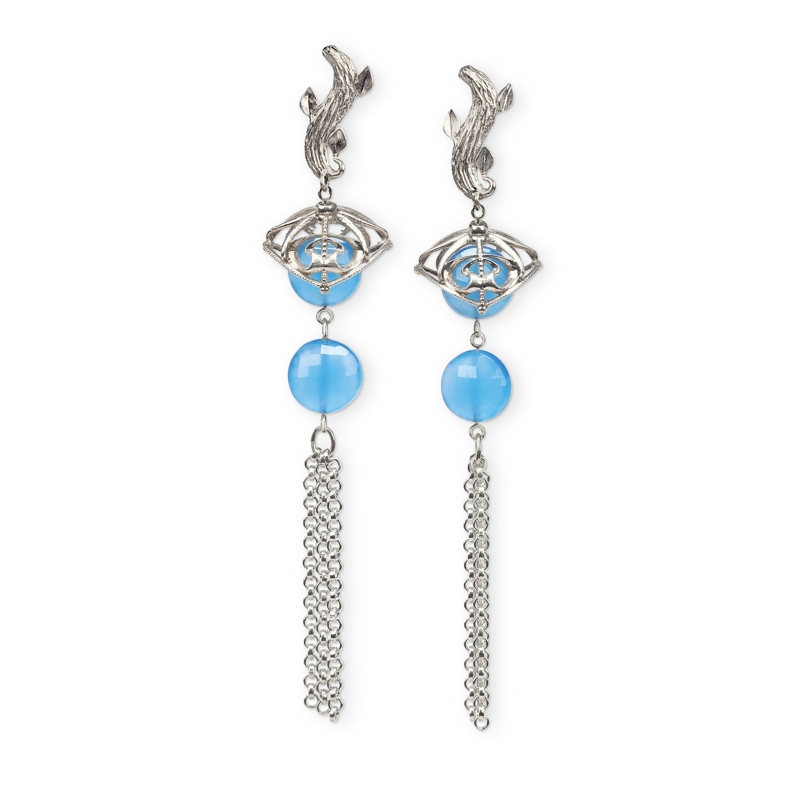 Blue Poppy: Blue Chalcedony and Silver Earrings