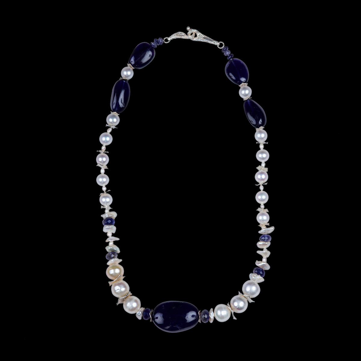 Simply Beautiful: Iolite, Pearl, and Sterling Silver Necklace