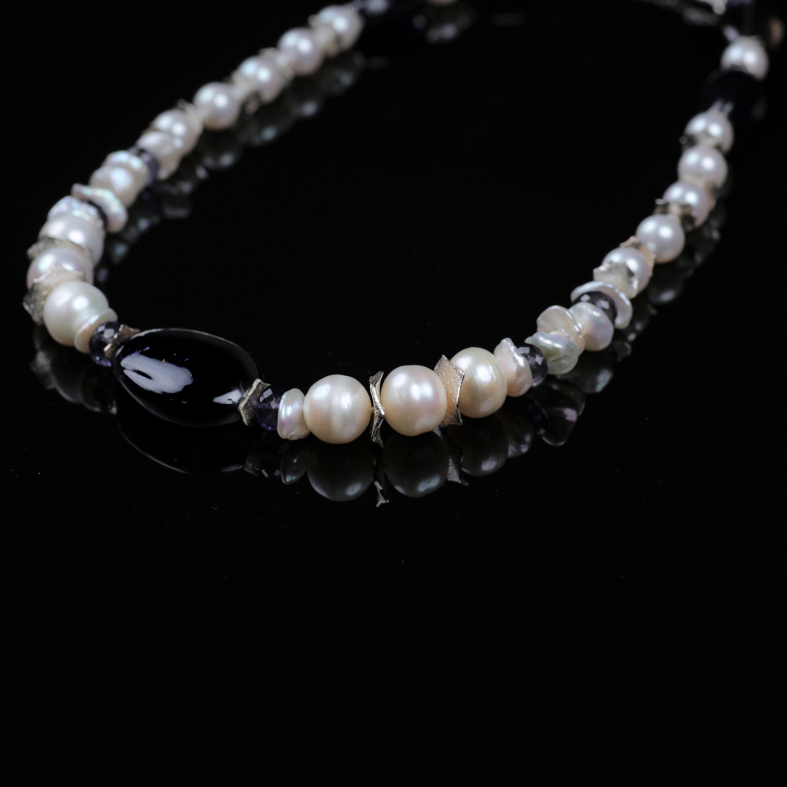 Simply Beautiful: Iolite, Pearl, and Sterling Silver Necklace