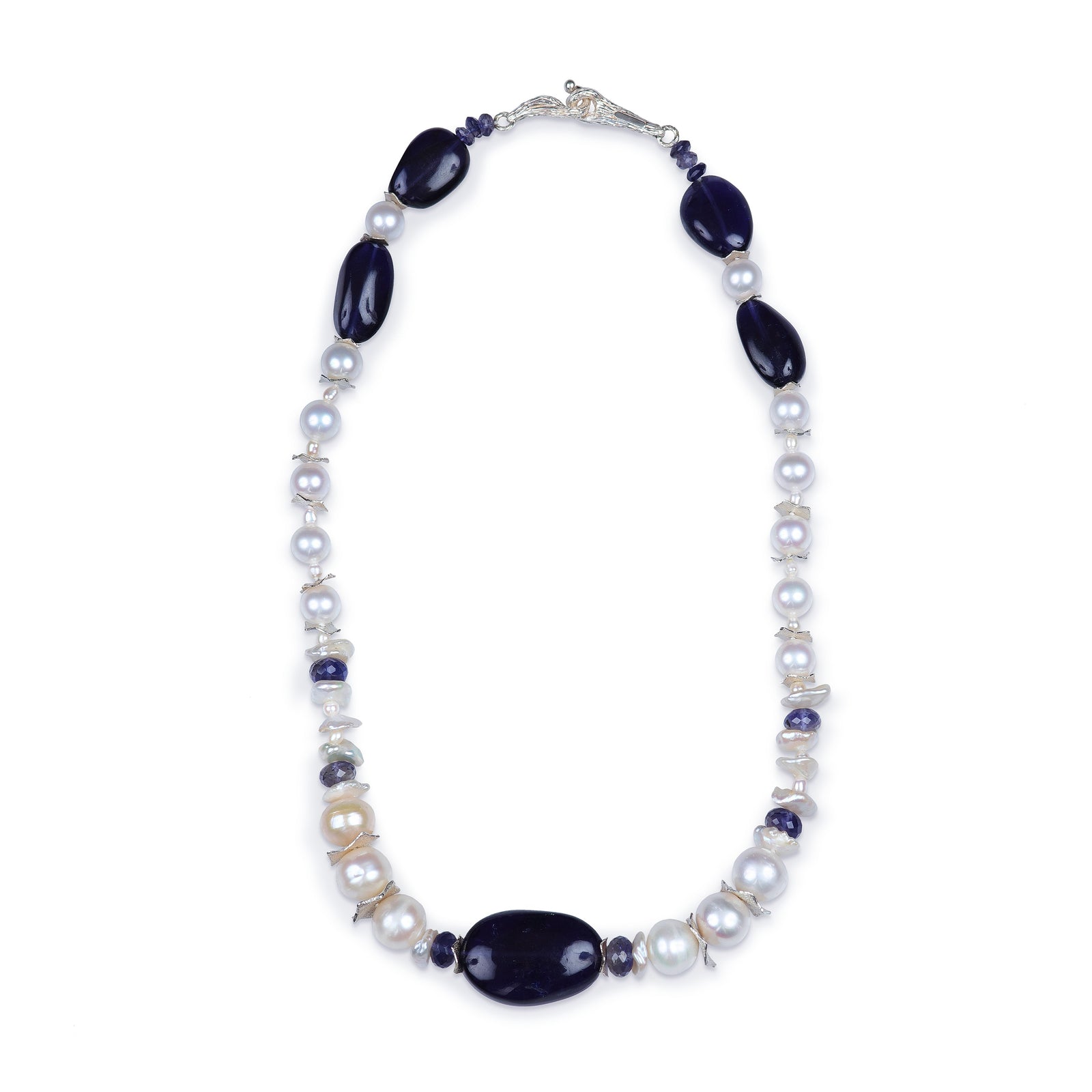Simply Beautiful: Iolite, Pearl, and Sterling Silver Necklace